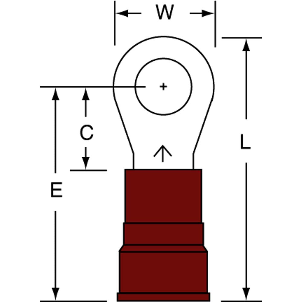 3M 7010397386 Circular Ring Terminal Partially Insulated, 8 AWG, Crimp Connection