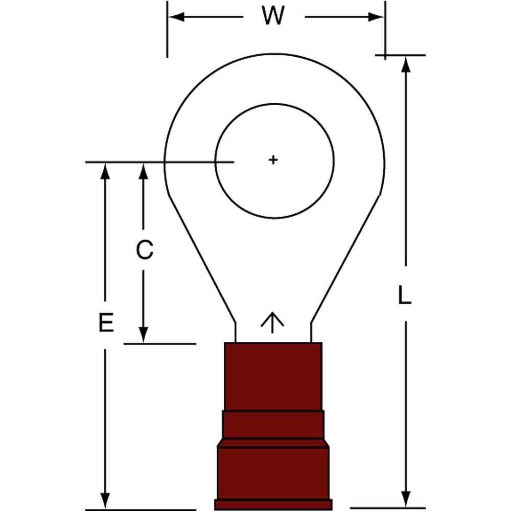 3M 7010349246 Circular Ring Terminal Partially Insulated, 8 AWG, Crimp Connection
