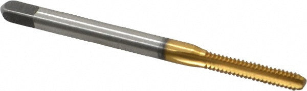 Kennametal 4130713 Straight Flute Tap #4-40 UNC, 3 Flute, Bottoming Chamfer, 2B & 3B Class of Fit, High-Speed Steel, Titanium Nitride Finish