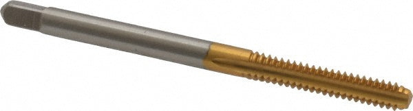 Kennametal 1544266 Straight Flute Tap #6-32 UNC, 3 Flute, Bottoming Chamfer, 3B Class of Fit, High-Speed Steel, Titanium Nitride Finish