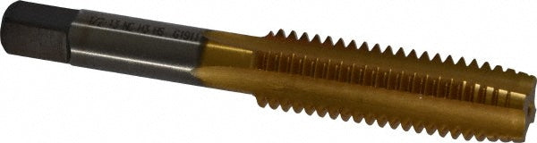 Kennametal 4130686 Straight Flute Tap 1/2-13 UNC, 4 Flute, Plug Chamfer, 3B Class of Fit, High-Speed Steel, Titanium Nitride Finish