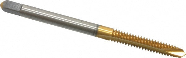 Kennametal 1544802 Spiral Point Tap #6-32 UNC, 2 Flutes, Plug Chamfer, 3B Class of Fit, HSS, TiN Coated