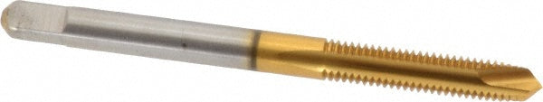 Kennametal 1544811 Spiral Point Tap #10-32 UNF, 2 Flutes, Plug Chamfer, 3B Class of Fit, HSS, TiN Coated