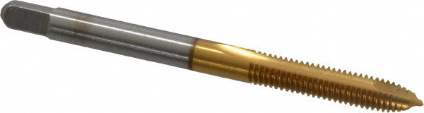 Kennametal 1544812 Spiral Point Tap #10-32 UNF, 2 Flutes, Plug Chamfer, 2B Class of Fit, HSS, TiN Coated