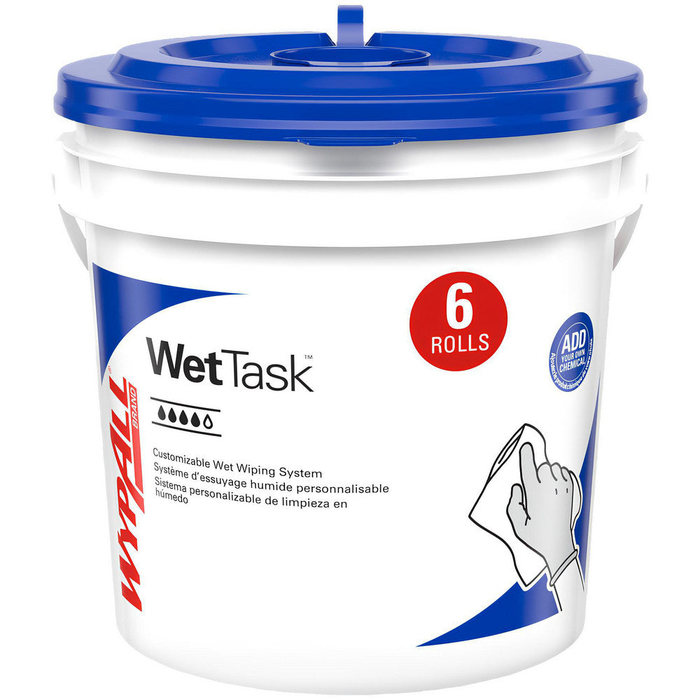 WypAll 06211 PowerClean WetTask Wipers for Disinfectants, Sanitizers & Solvents, Center-Pull Roll, White, Bucket Included