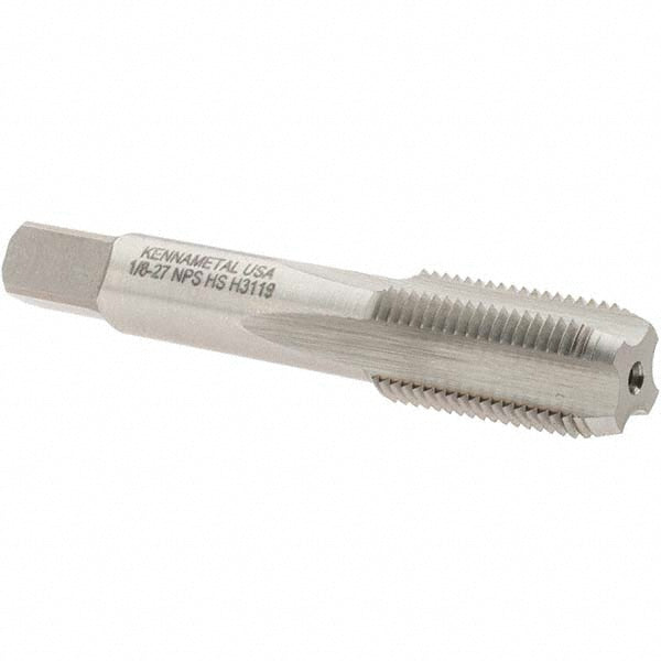 Kennametal 4130640 Standard Pipe Tap 1/8-27, NPS, 4 Flutes, High Speed Steel, Bright/Uncoated