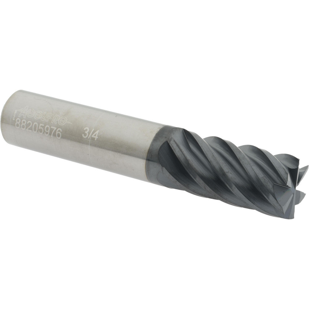 Accupro 88205976 Square End Mill 3/4'' Dia, 1-1/2'' LOC, 3/4'' Shank Dia, 4'' OAL, 6 Flutes, Solid Carbide