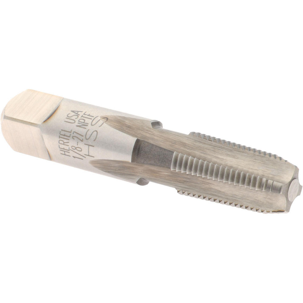 Hertel G127050-S Standard Pipe Tap 1/8-27, NPTF, 4 Flutes, High Speed Steel, Bright/Uncoated