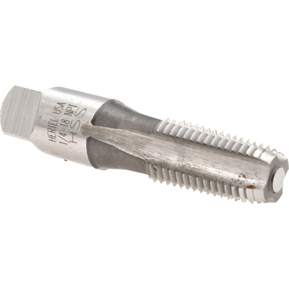 Hertel G127206-S Standard Pipe Tap 1/4-18, NPT, 4 Flutes, High Speed Steel, Bright/Uncoated