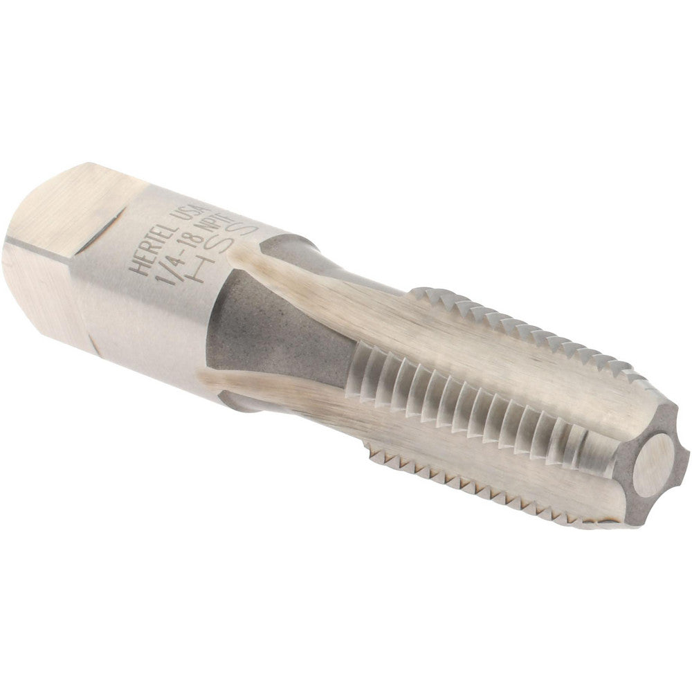 Hertel G127220-S Standard Pipe Tap 1/4-18, NPTF, 4 Flutes, High Speed Steel, Bright/Uncoated