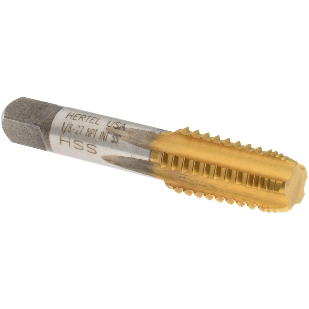 Hertel R127115T-S 1/8-27 NPT, 5 Flutes, TiN Coated, High Speed Steel, Interrupted Thread Pipe Tap