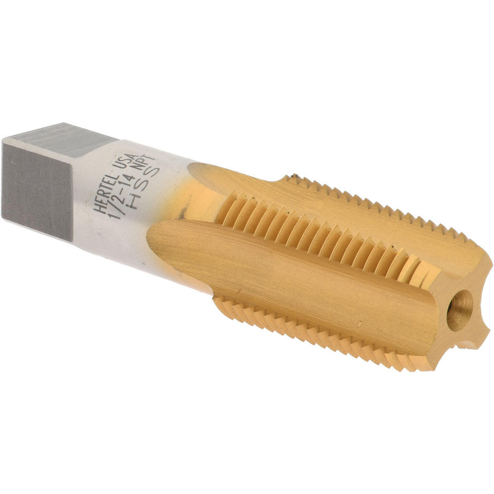 Hertel R127530T-S Standard Pipe Tap 1/2-14, NPT, 4 Flutes, High Speed Steel, TiN Finish