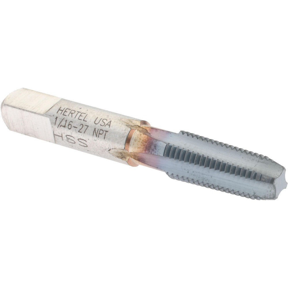 Hertel G127012C-S Standard Pipe Tap 1/16-27, NPT, 4 Flutes, High Speed Steel, TiCN Finish