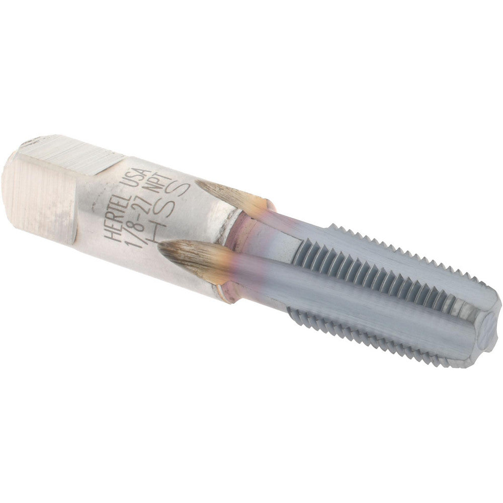 Hertel G127036C-S Standard Pipe Tap 1/8-27, NPT, 4 Flutes, High Speed Steel, TiCN Finish