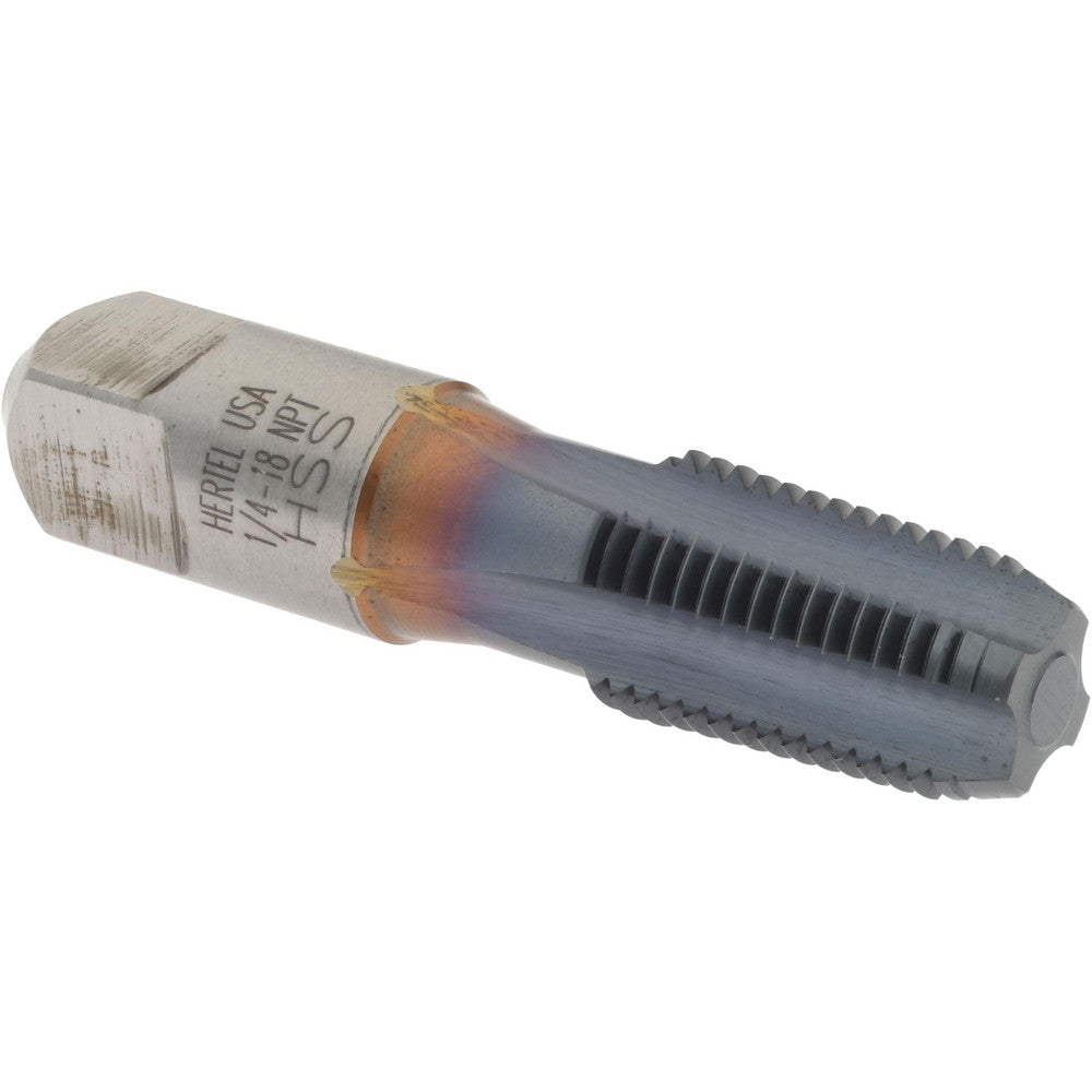 Hertel G127206C-S Standard Pipe Tap 1/4-18, NPT, 4 Flutes, High Speed Steel, TiCN Finish