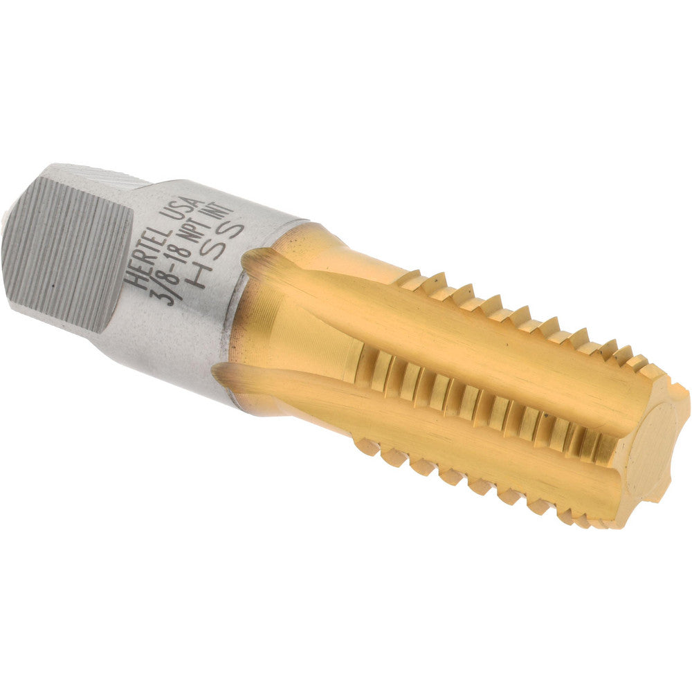 Hertel R127437T-S 3/8-18 NPT, 5 Flutes, TiN Coated, High Speed Steel, Interrupted Thread Pipe Tap