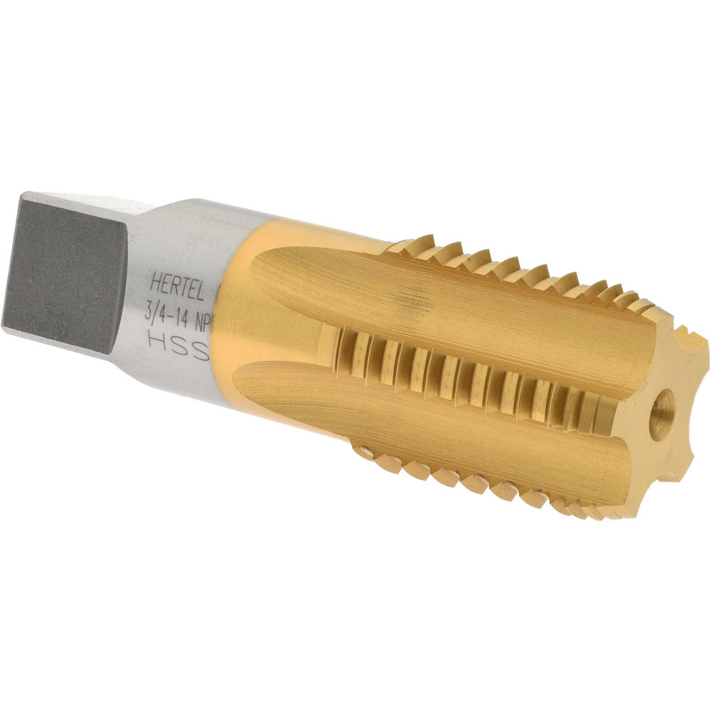 Hertel R127735T-S 3/4-14 NPT, 5 Flutes, TiN Coated, High Speed Steel, Interrupted Thread Pipe Tap