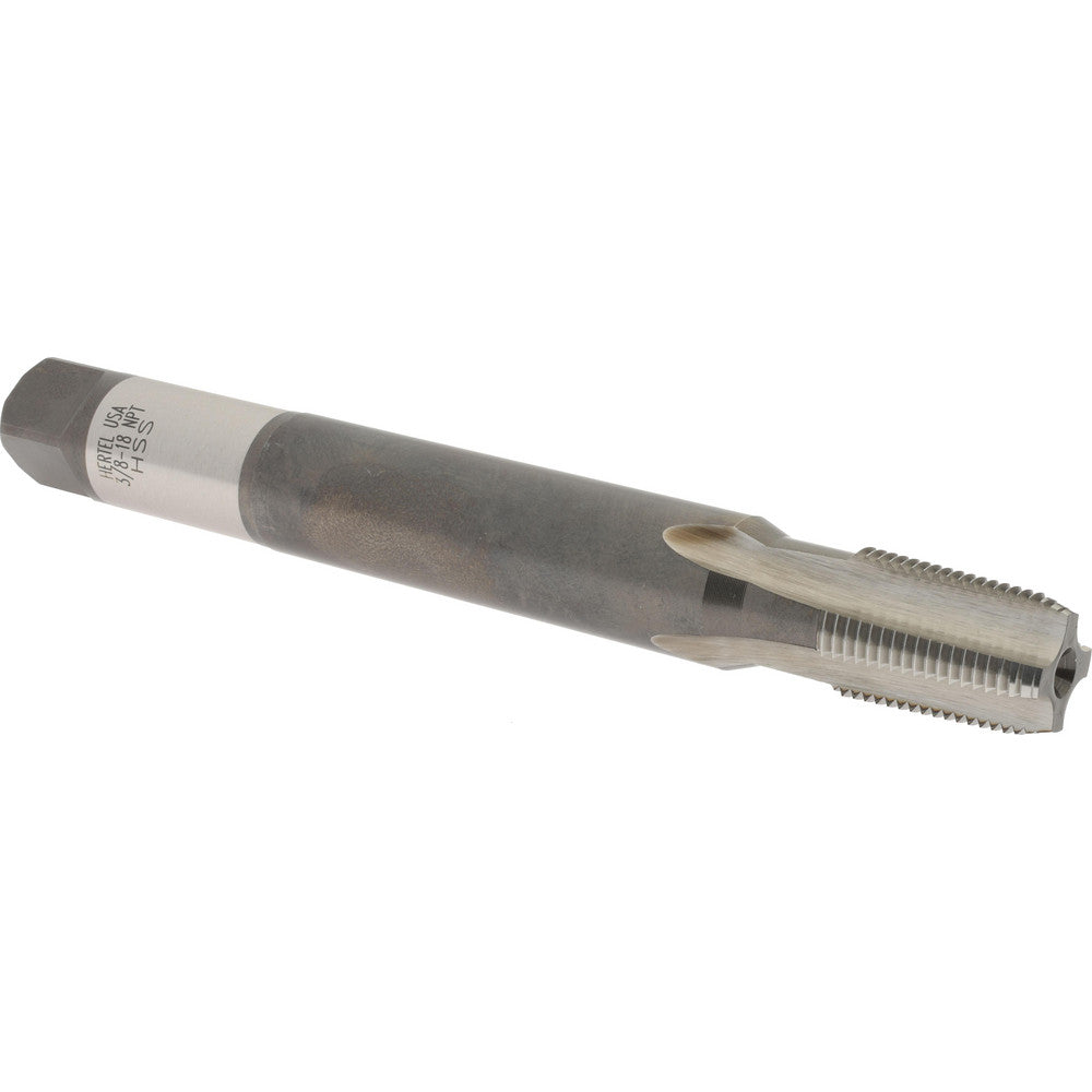 Hertel R128129-S Extension Pipe Tap 3/8-18 NPT, 4 Flutes, Plug Chamfer, High Speed Steel
