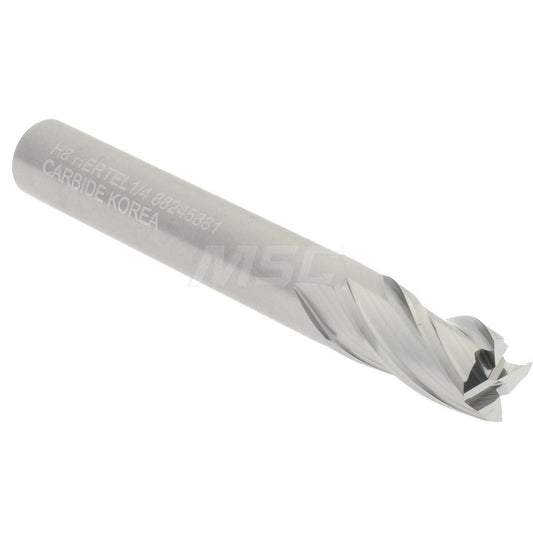 Hertel 88245881 Square End Mill 1/4" Dia, 1/2" LOC, 4 Flute, Solid Carbide