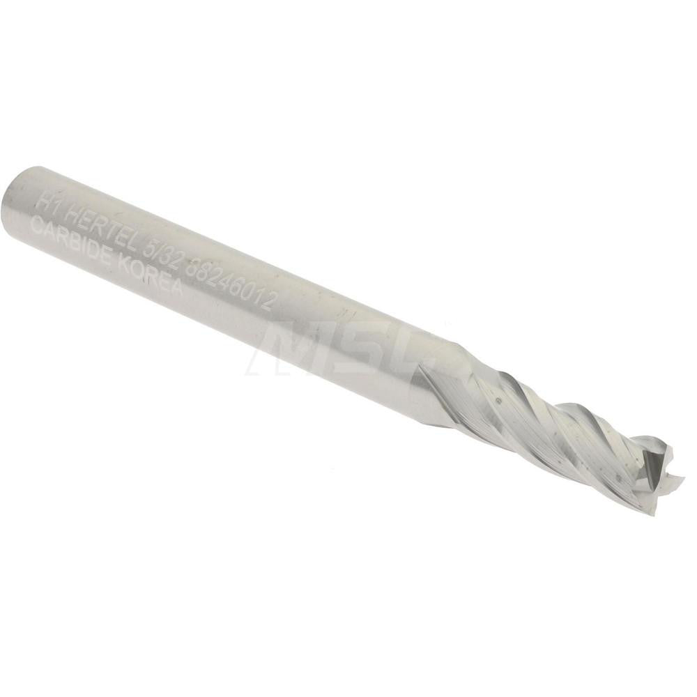 Hertel 88246012 Square End Mill 5/32" Dia, 1/2" LOC, 4 Flute, Solid Carbide