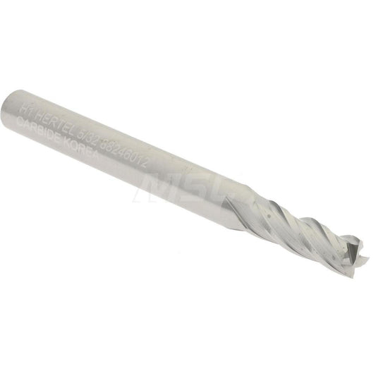 Hertel 88246012 Square End Mill 5/32" Dia, 1/2" LOC, 4 Flute, Solid Carbide
