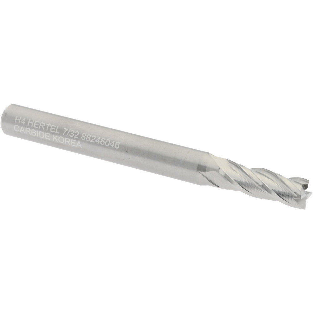 Hertel 88246046 Square End Mill 7/32" Dia, 5/8" LOC, 4 Flute, Solid Carbide