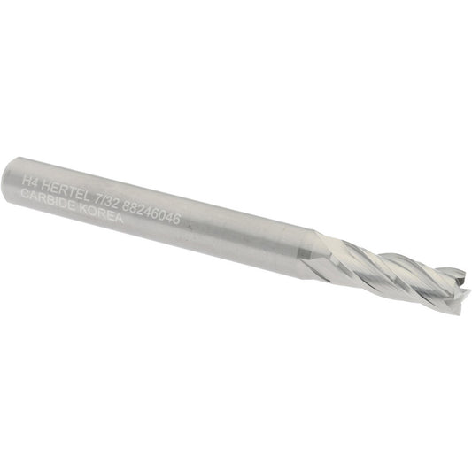Hertel 88246046 Square End Mill 7/32" Dia, 5/8" LOC, 4 Flute, Solid Carbide