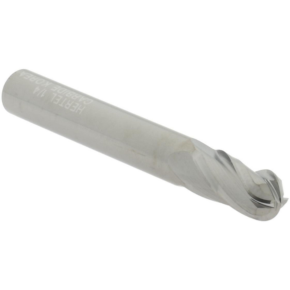 Hertel E599924524 Ball End Mill 1/4" Dia, 1/2" LOC, 4 Flute, Solid Carbide