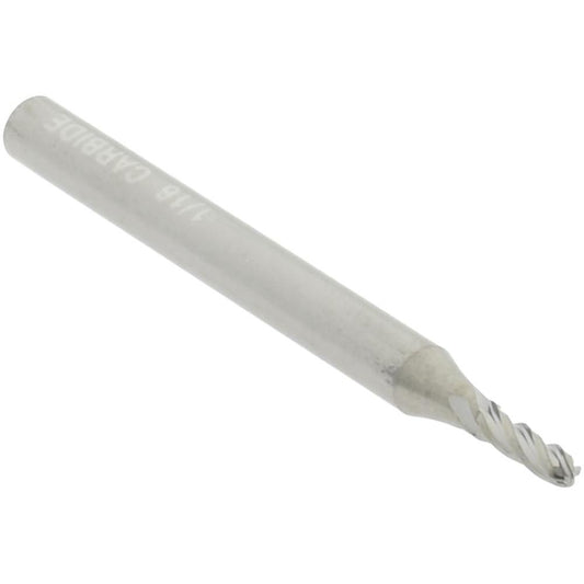 Hertel E599924513 Ball End Mill 1/16" Dia, 3/16" LOC, 4 Flute, Solid Carbide