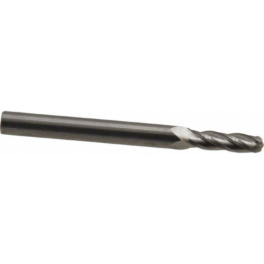 Hertel E5250010 Ball End Mill 5/32" Dia, 9/16" LOC, 4 Flute, Solid Carbide