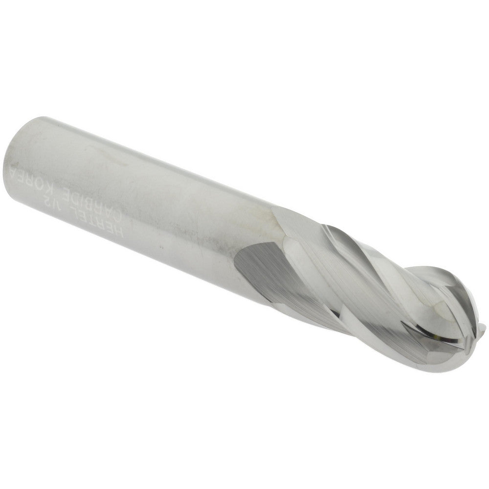Hertel E5250032 Ball End Mill 1/2" Dia, 1" LOC, 4 Flute, Solid Carbide