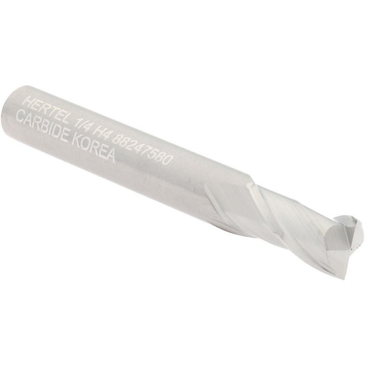 Hertel 88247580 Square End Mill 1/4" Dia, 1/2" LOC, 2 Flute, Solid Carbide