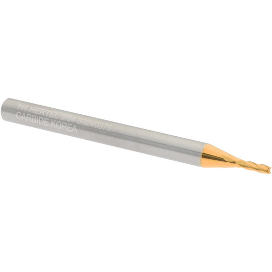 Hertel 88249875 Square End Mill 3/64" Dia, 9/64" LOC, 4 Flute, Solid Carbide