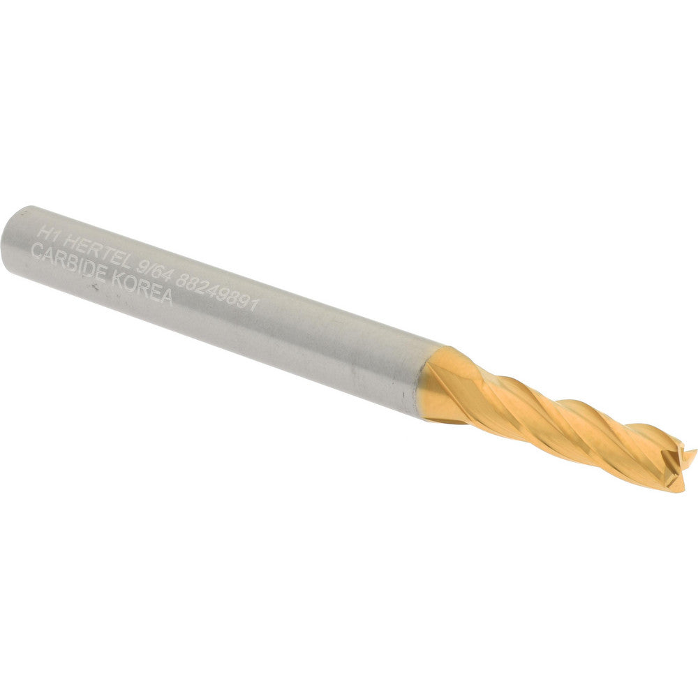 Hertel 88249891 Square End Mill 9/64" Dia, 1/2" LOC, 4 Flute, Solid Carbide
