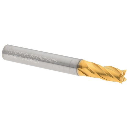 Hertel 88250006 Square End Mill 7/32" Dia, 1/2" LOC, 4 Flute, Solid Carbide