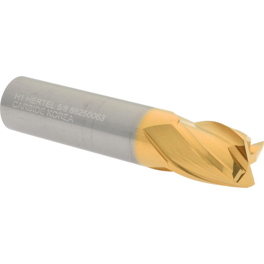 Hertel 88250063 Square End Mill 5/8" Dia, 3/4" LOC, 4 Flute, Solid Carbide