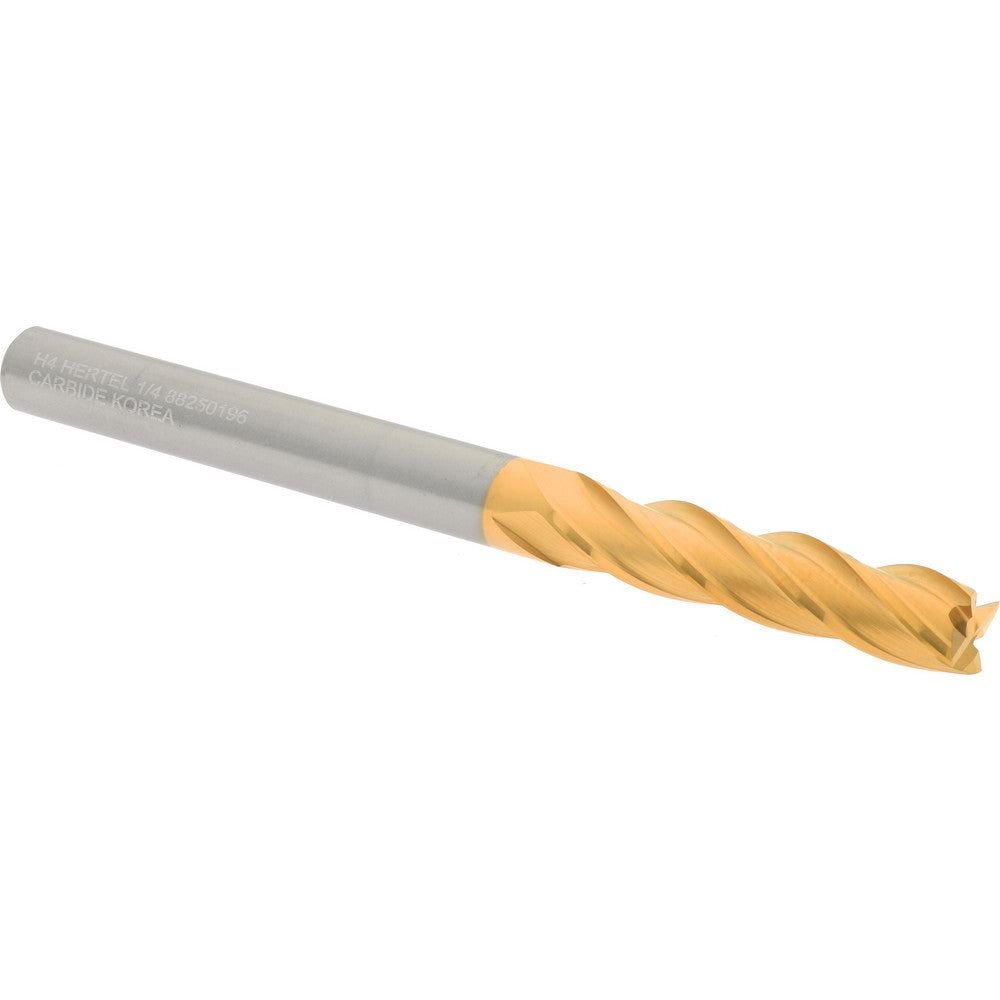 Hertel 88250196 Square End Mill 1/4" Dia, 1-1/8" LOC, 4 Flute, Solid Carbide