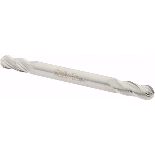 Hertel E599924421 Ball End Mill 1/4" Dia, 5/8" LOC, 4 Flute, Solid Carbide