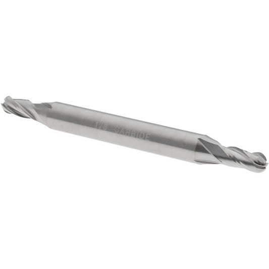 Hertel E5252008 Ball End Mill 1/8" Dia, 1/4" LOC, 4 Flute, Solid Carbide