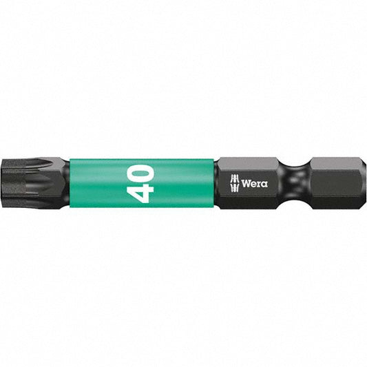 Wera 05057667001 Power Screwdriver Bit T40 Torx, TX40 Speciality Point Size, 1/4" Hex Drive