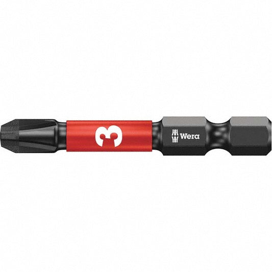 Wera 05057657001 Power Screwdriver Bit #3 Phillips, PH3 Speciality Point Size, 1/4" Hex Drive