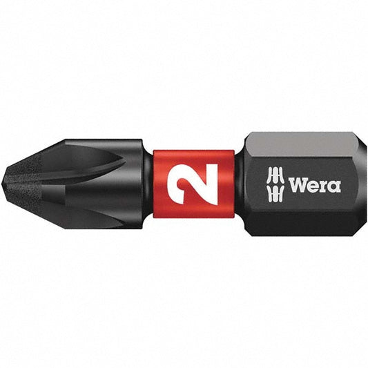 Wera 05057616001 Power Screwdriver Bit #2 Phillips, PH2 Speciality Point Size, 1/4" Hex Drive