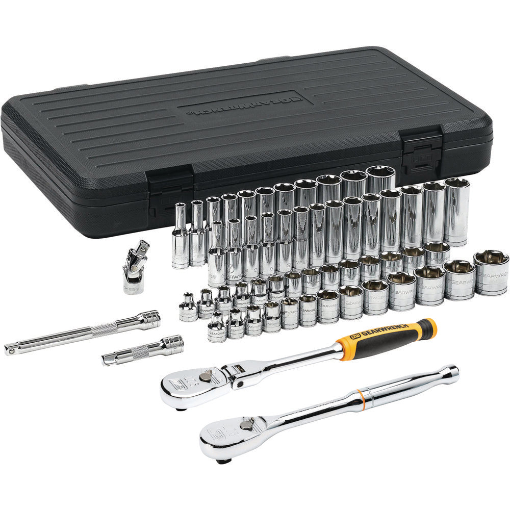 GEARWRENCH 80550 Deep Standard Socket Set 57 Pc, 3/8" Drive, 1/4 to 1" Socket