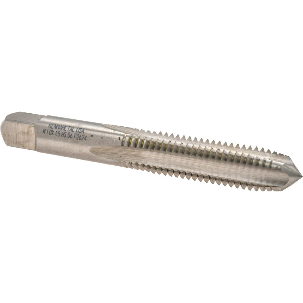 Kennametal 1544107 Straight Flute Tap M10x1.5 Metric Coarse, 4 Flute, Plug Chamfer, 6H Class of Fit, High-Speed Steel, Bright/Uncoated Finish