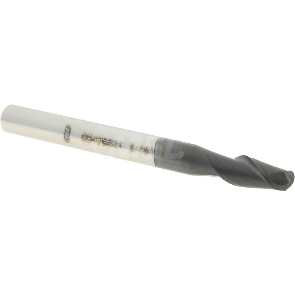 Accupro 88420864 Ball End Mill 0.1875" Dia, 0.375" LOC, 2 Flute, Solid Carbide