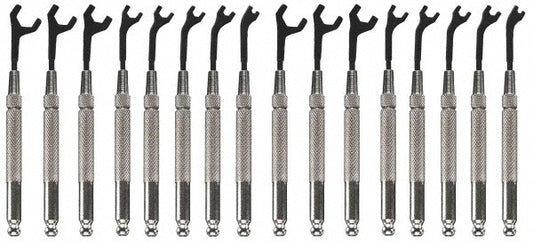 Moody Tools 57-0122 Open End Wrench Set 16 Pc, 1/4 in - 7/64 in Wrench, Inch & Metric