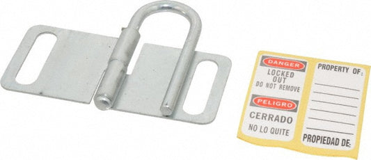 Master Lock 418 Lockout Hasp Fold-Over with Slot Hasp, Single Jaw, 4 Padlocks