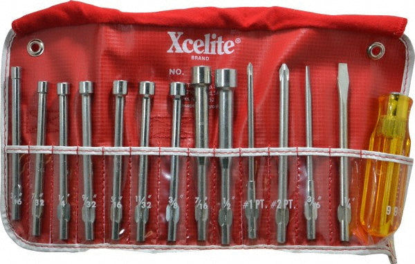 Xcelite 99PRN Nut Driver Set 14 Pc, 3/16 to 1/2", Hollow Shaft, Plastic Handle