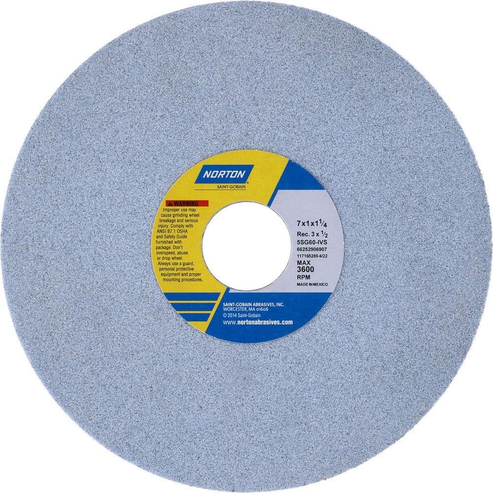 Norton 66252906907 Surface Grinding Wheel 7" Dia, 1" Thick, 1-1/4" Hole, 60 Grit, I Hardness