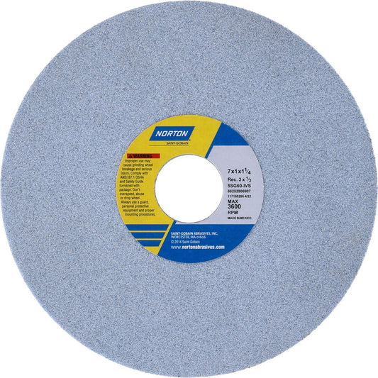 Norton 66252906907 Surface Grinding Wheel 7" Dia, 1" Thick, 1-1/4" Hole, 60 Grit, I Hardness